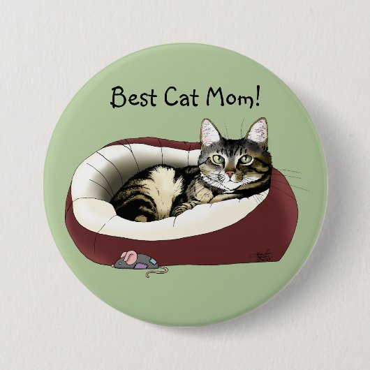 Moederdag van Cat Ronde Button 7,6 Cm (Voorkant)