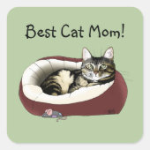 Moederdag van Cat Vierkante Sticker (Voorkant)