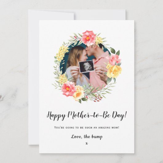 moederdag van de baby bump bloemenfoto kaart (Voorkant)