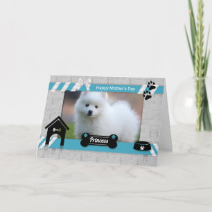Moederdag van de Dog-foto in Turquoise Blue Kaart
