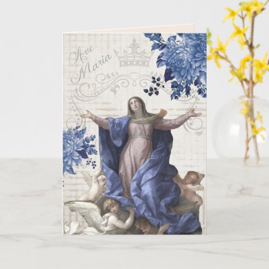 Moederdag van de Heilige Maagd Maria-engelen Kaart (Gele Bloem)