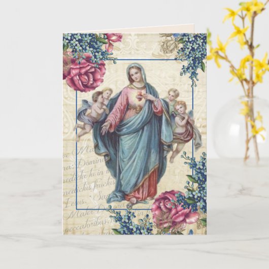 Moederdag van de Heilige Maagd Maria-engelen Kaart (Gele Bloem)