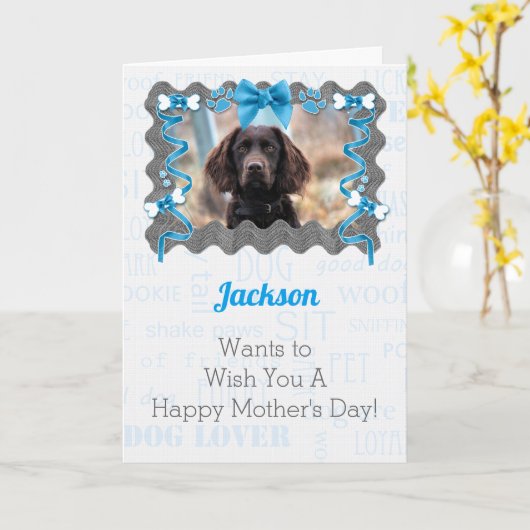 Moederdag van de hond in Light Blue en Grey Kaart (Gele Bloem)