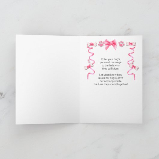 Moederdag van de hond in roze en grijs kaart (Binnen)