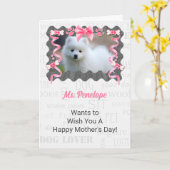 Moederdag van de hond in roze en grijs kaart (Gele Bloem)