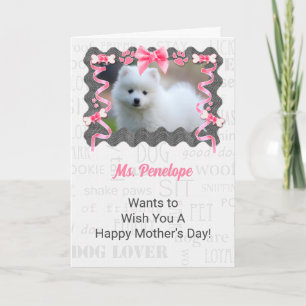 Moederdag van de hond in roze en grijs kaart