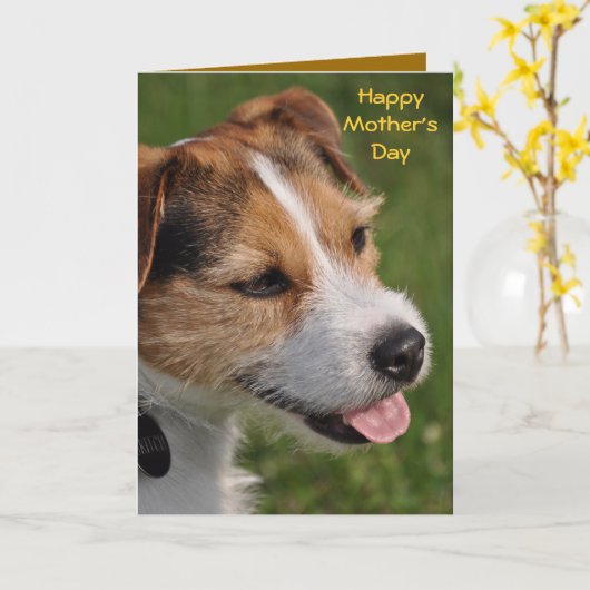 Moederdag van de hond kaart (Gele Bloem)