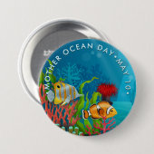 Moederdag van de Oceaan, koraalrif en vis Ronde Button 7,6 Cm (Voorkant /achterkant)
