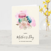 Moederdag van de Waterverf van Macarons en van de  Kaart (Gele Bloem)