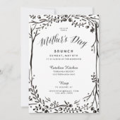 Moederdag van de zwarte en witte tuin Brunch Kaart (Voorkant)