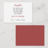 Moederdag van dochter, Moederdagkaart met gedicht Notitiekaartje (Voorkant / Achterkant)