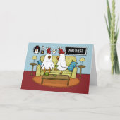 Moederdag van Dochter Twee Kippen op Bank Kaart (Voorkant)