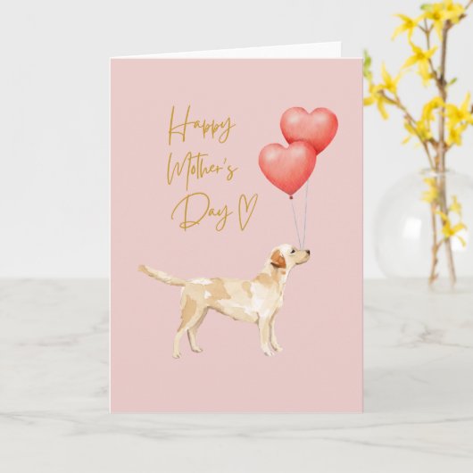 Moederdag van Dog - Labrador Win mam Kaart terug (Gele Bloem)