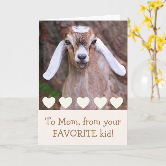 Moederdag van geit en hart kaart (Gele Bloem)