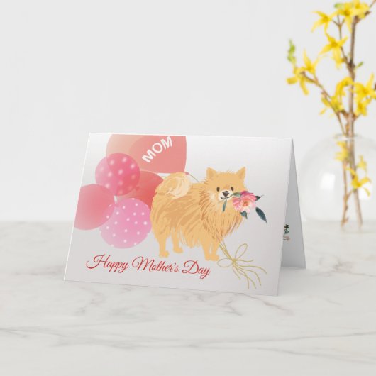 Moederdag van je Pommeraanse hond Kaart (Gele Bloem)