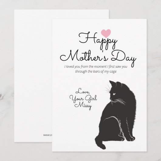 Moederdag van kat feestdagenkaart (Voorkant / Achterkant)