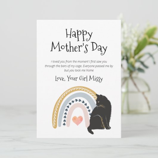 Moederdag van kat feestdagenkaart (Staand voorkant)