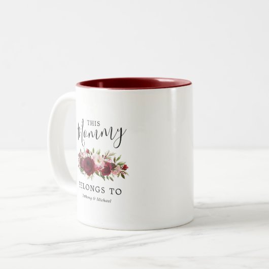 Moederdag van mama Burgundy Floral Coffee Mok (Voorkant links)