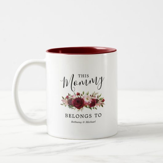 Moederdag van mama Burgundy Floral Coffee Mok (Links)