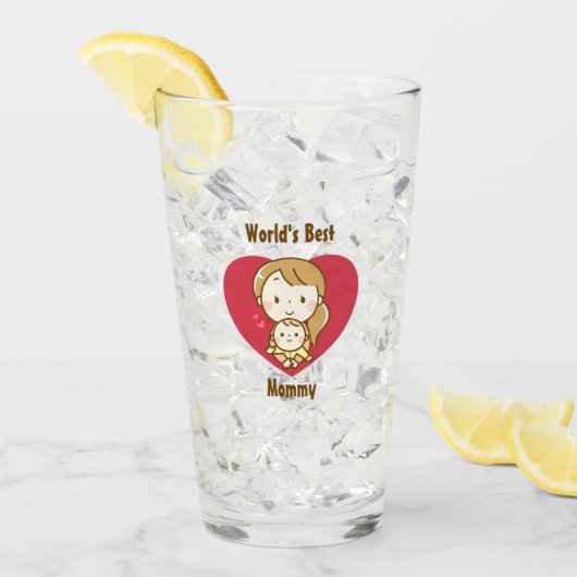 Moederdag van moeder en kind met een schattige kaw glas (Voorkant ijs)