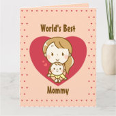 Moederdag van moeder en kind met een schattige kaw kaart (Voorkant)