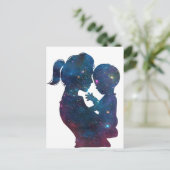 Moederdag van moeder en kind Silhouette Aankondigingskaart (Staand voorkant)