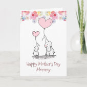 Moederdag van olifant mama & Baby Kaart (Voorkant)