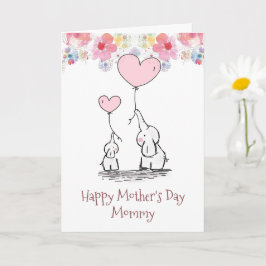 Moederdag van olifant mama & Baby Kaart