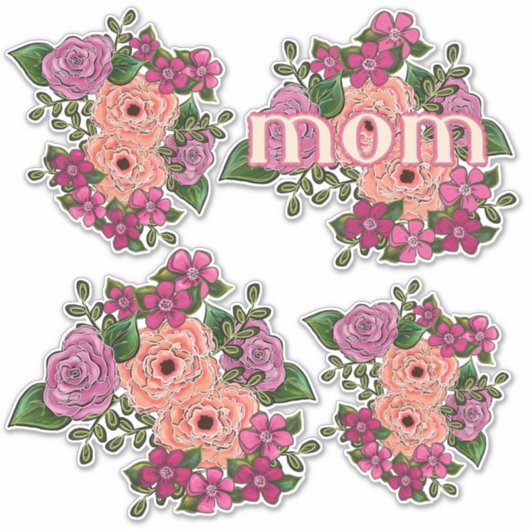 Moederdag van roze en koraal Roos Sticker (Voorkant)