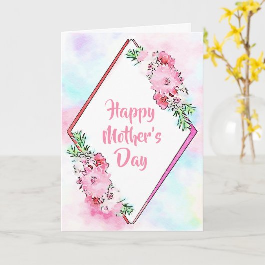 Moederdag van roze Floral Kaart (Gele Bloem)