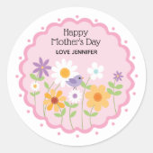 Moederdag van roze Floral Ronde Sticker (Voorkant)