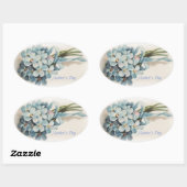 Moederdag Vergeet-me-nots Ovale Sticker (Vel)