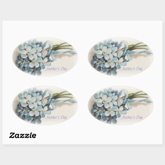 Moederdag Vergeet-me-nots Ovale Sticker (Vel)
