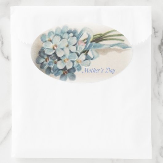 Moederdag Vergeet-me-nots Ovale Sticker (Tas)