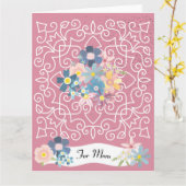 Moederdag Victoriaans Lijst met bloemen Kaart (Gele Bloem)