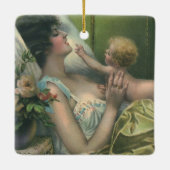  Moederdag, Victoriaans moeder met Baby Keramisch Ornament (Achterkant)