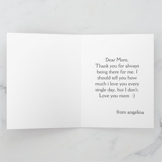 Moederdag viering kader sentimentele boodschap kaart (Binnen)