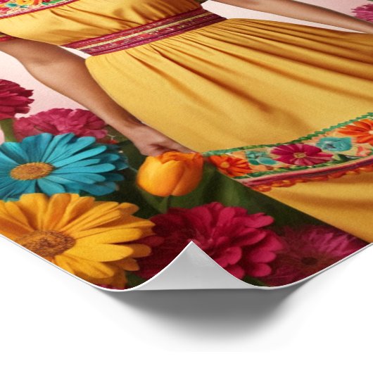 Moederdag viering, levendige bloementuin poster (Hoek)