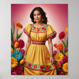 Moederdag viering, levendige bloementuin poster
