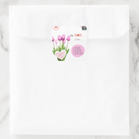 Moederdag vierkant stickers (Tas)