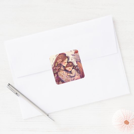 Moederdag Vierkante Sticker (Envelop)