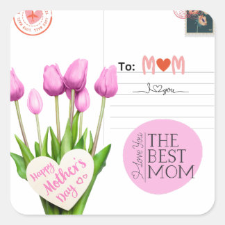 Moederdag vierkante stickers