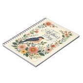 Moederdag Vintage Blauwe Vogel Bloementuin Notitieboek (Linkerzijde)