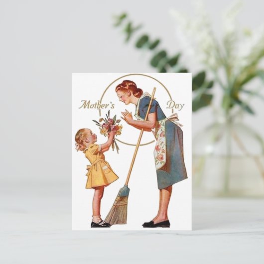 Moederdag Vintage Briefkaart (Staand voorkant)