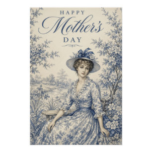 Moederdag Vintage Victoriaanse Dame Tuin Perfect Poster