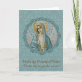 Moederdag Virgin Mary Lily Turquoise Gold Silver Kaart (Voorkant)
