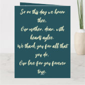 Moederdag Vloeistere, stijlvolle, aangepaste gedic Kaart (Achterkant)