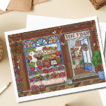 Moederdag Vloerwinkel Waterverf Briefkaart<br><div class="desc">Stuur iemand een speciale notitie met dit bloemetjesthema [briefkaart met een originele waterverf schilderij van een oude bloemwinkel in de stad. De Blue Finch Flower Shop, gemaakt met het oog op de feestdag van de Moederdag, is voorzien van een mooi venstertje van bloembouquets van de lente en zelfs van een...</div>
