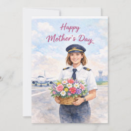 Moederdag-vlucht op het vliegveld feestdagenkaart