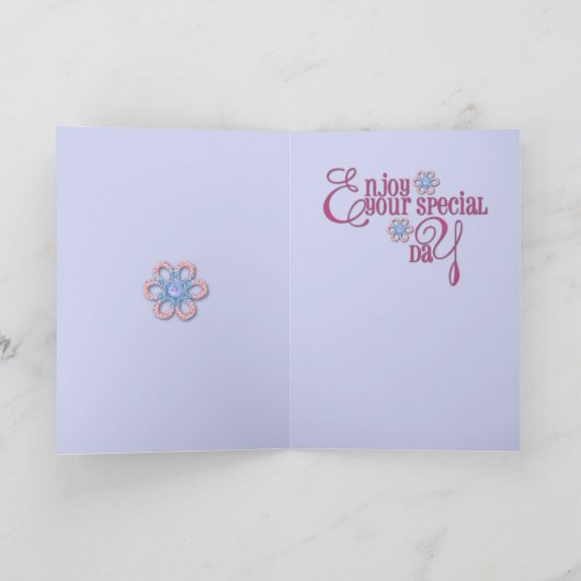 Moederdag VOEG JE FOTO'S TOE Daisy Chain Pink Kaart (Binnen)